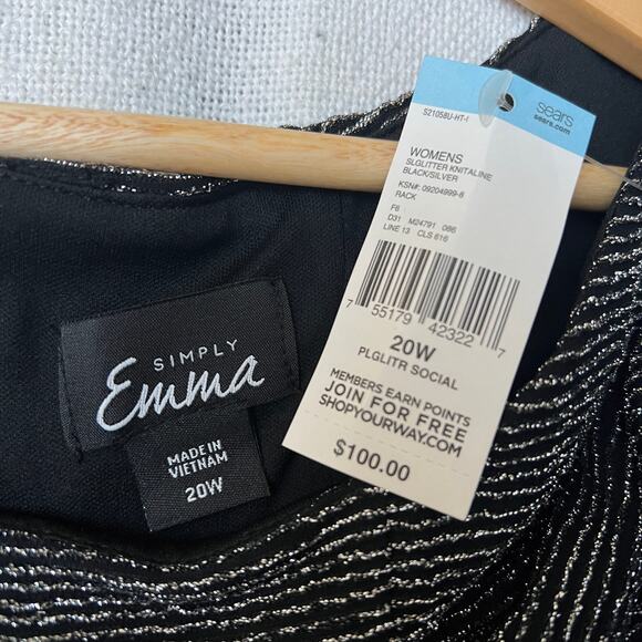 Simply Emma NWT Glitter Knit A-Line Dress Black Silver Women's 20W Formal Dance - Picture 7 of 8
